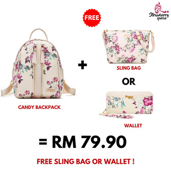 CANDY BACKPACK - FLORAL BL, BEIGE